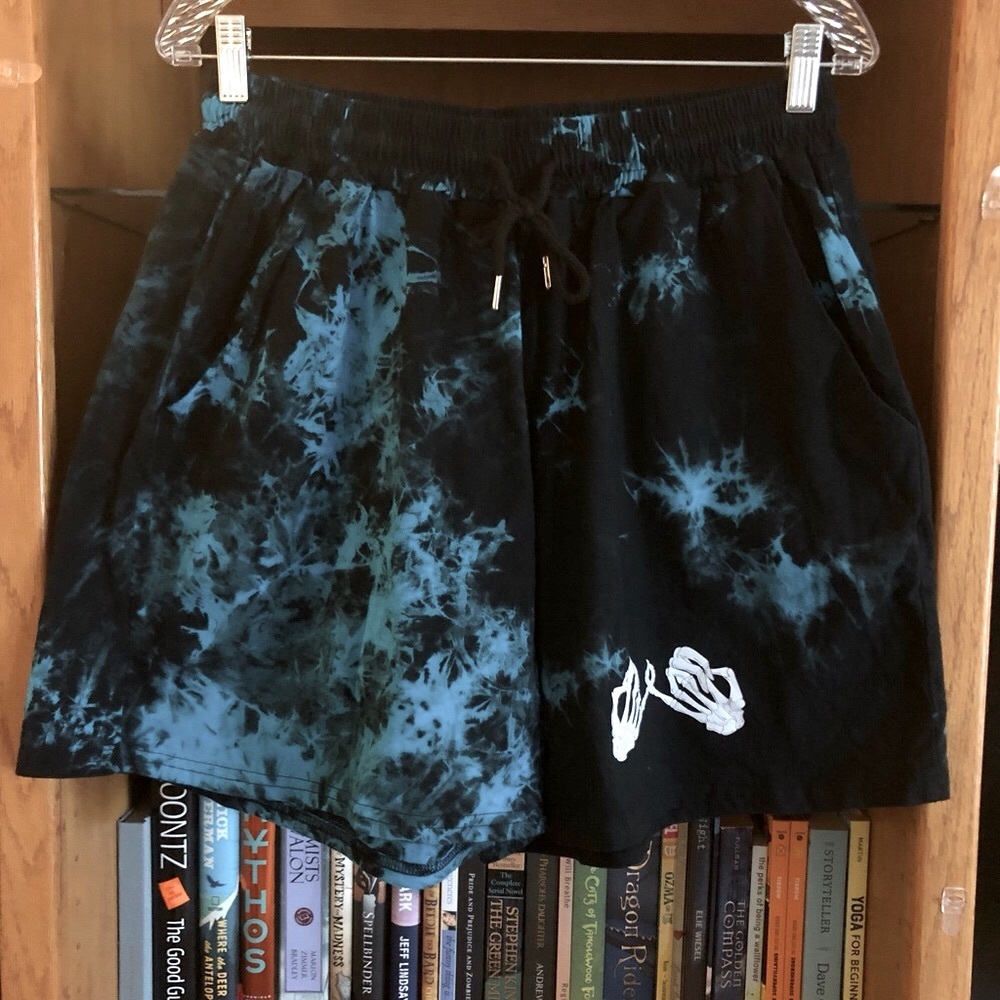 EUC Tie Dye Shorts With Skeleton Hands
